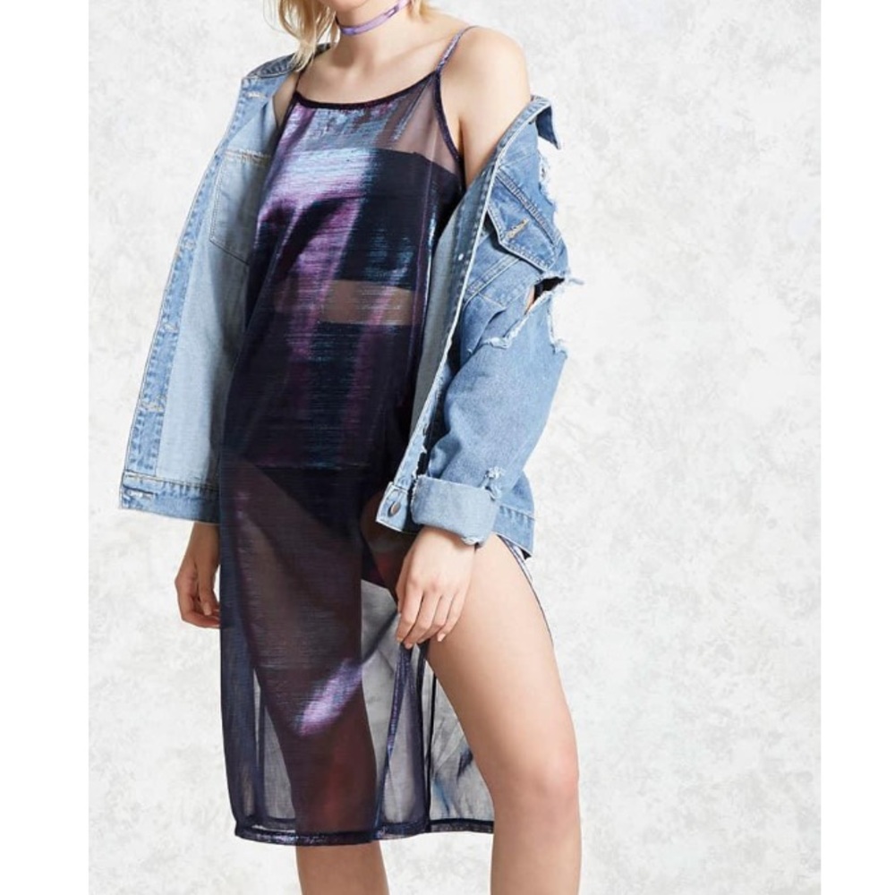 Metallic Sheer Mesh Dress
